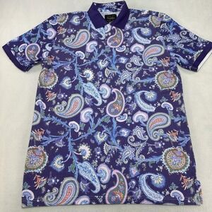 VERSE 9 Polo Shirt Mens‎ 3XL Purple Paisley Print Short Sleeve Collared Casual